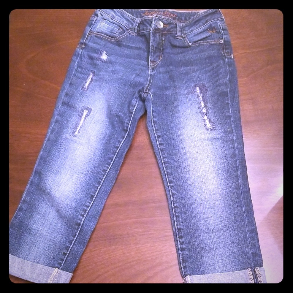 Girls Distressed Crop Jeans